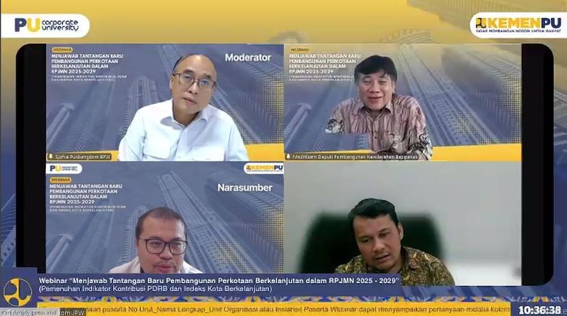 BPIW Paparkan Strategi Kota Berkelanjutan dalam Webinar “Menjawab Tantangan Baru Pembangunan Perkotaan Berkelanjutan dalam RPJMN 2025-2029"