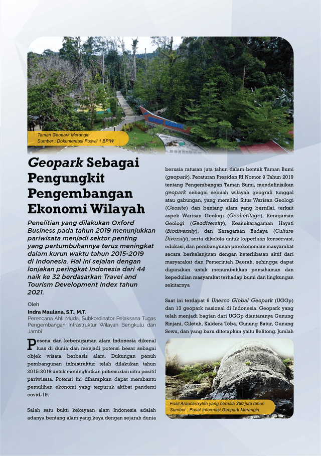 Geopark Sebagai Pengukit Pengembangan Ekonomi Wilayah